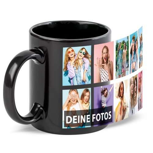 Bild von schwarze tasse mit fotocollagejpg | Individuelle 🎁 persönliche 🎁 personalisierte Geschenke bedruckt ▪ bestickt ▪ graviert