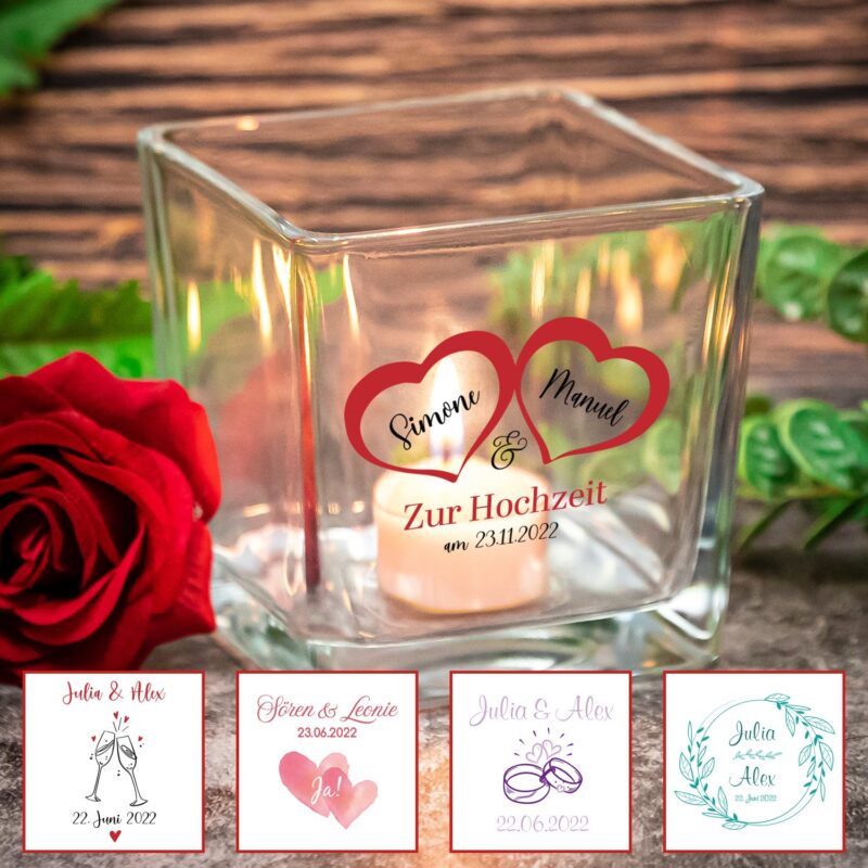 Bild von teelichthalter hochzeit mitjpg | Individuelle 🎁 persönliche 🎁 personalisierte Geschenke bedruckt ▪ bestickt ▪ graviert