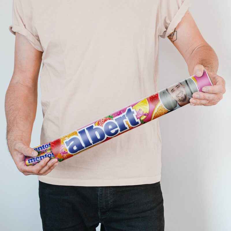 Bild von riesen mentos rolle personalisjpg | Individuelle 🎁 persönliche 🎁 personalisierte Geschenke bedruckt ▪ bestickt ▪ graviert