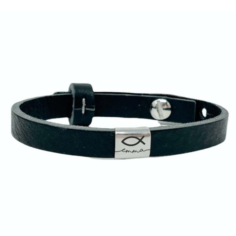 Bild von lederarmband einfach schwarz mjpg | Individuelle 🎁 persönliche 🎁 personalisierte Geschenke bedruckt ▪ bestickt ▪ graviert