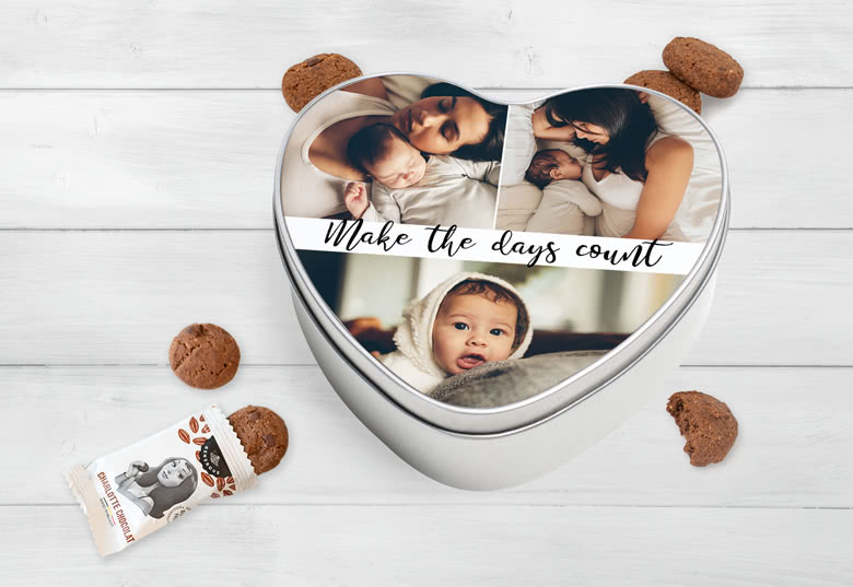 Bild von herzfoermige keksdose mit genejpg | Individuelle 🎁 persönliche 🎁 personalisierte Geschenke bedruckt ▪ bestickt ▪ graviert