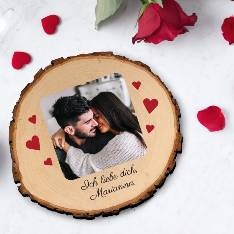 Bild von baumscheibe mit wunschfotojpg | Individuelle 🎁 persönliche 🎁 personalisierte Geschenke bedruckt ▪ bestickt ▪ graviert