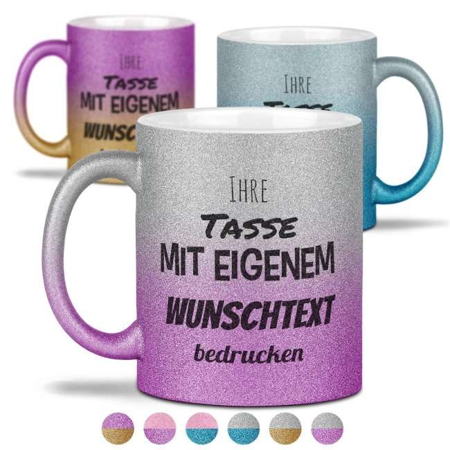 Bild von glitzertasse mit verlauf mitjpg | Individuelle 🎁 persönliche 🎁 personalisierte Geschenke bedruckt ▪ bestickt ▪ graviert