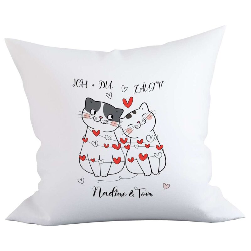 Bild von katzen paar kissen bezug baumjpg | Individuelle 🎁 persönliche 🎁 personalisierte Geschenke bedruckt ▪ bestickt ▪ graviert