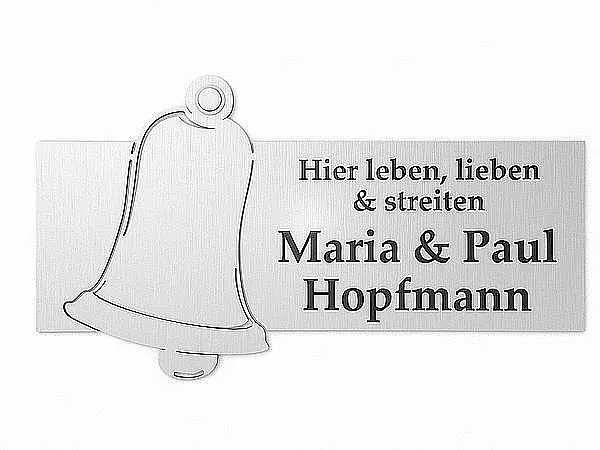 Bild von edelstahlschild glocke mit namjpg | Individuelle 🎁 persönliche 🎁 personalisierte Geschenke bedruckt ▪ bestickt ▪ graviert