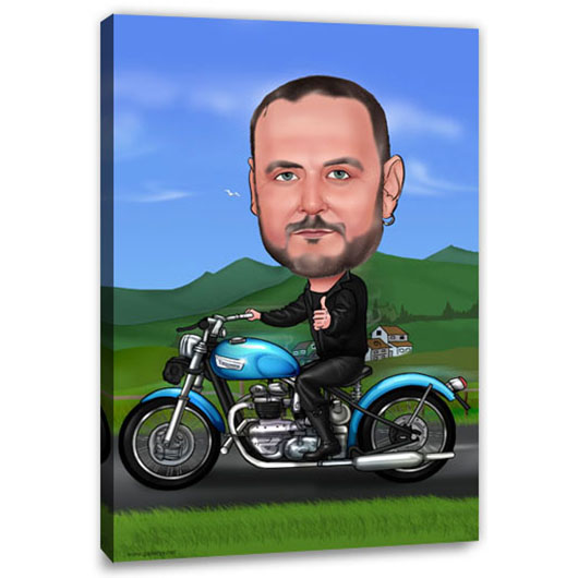 Bild von erstellung karikatur biker cajpg | Individuelle 🎁 persönliche 🎁 personalisierte Geschenke bedruckt ▪ bestickt ▪ graviert