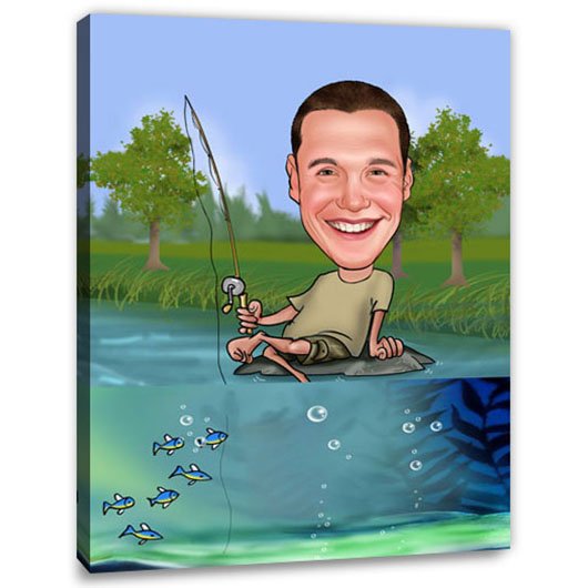 Bild von erstellung karikatur angler cjpg | Individuelle 🎁 persönliche 🎁 personalisierte Geschenke bedruckt ▪ bestickt ▪ graviert