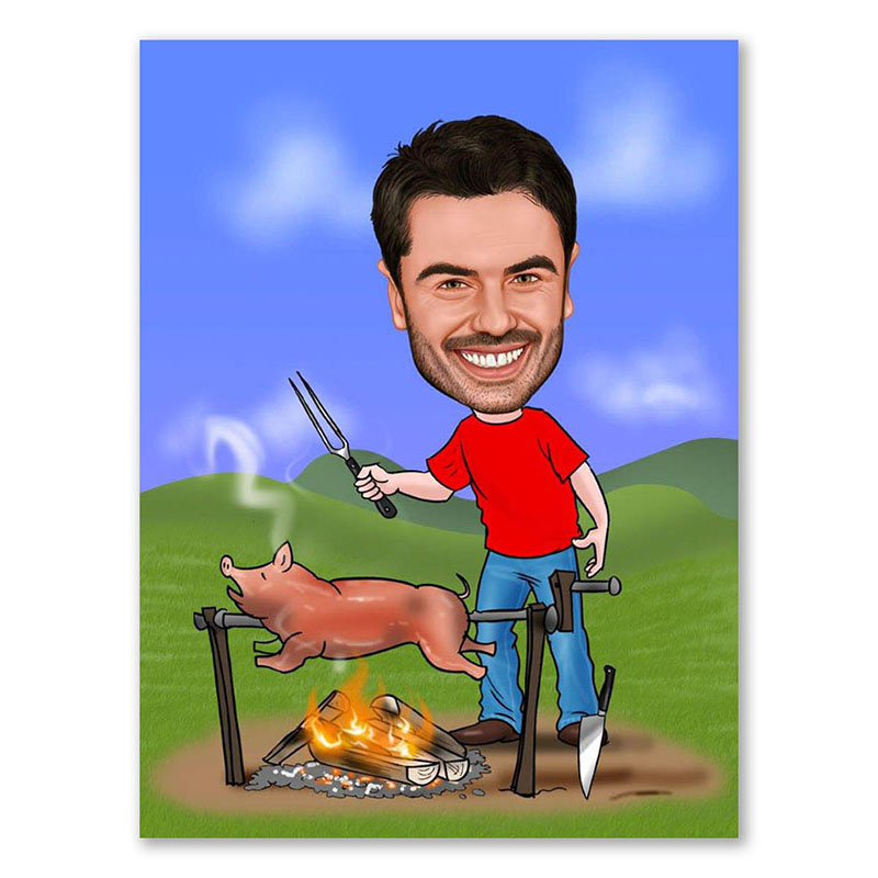 Bild von erstellung karikatur grillen ijpg | Individuelle 🎁 persönliche 🎁 personalisierte Geschenke bedruckt ▪ bestickt ▪ graviert