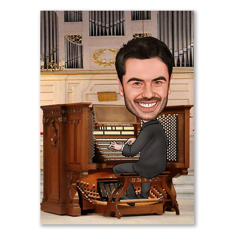 Bild von erstellung karikatur organistjpg | Individuelle 🎁 persönliche 🎁 personalisierte Geschenke bedruckt ▪ bestickt ▪ graviert