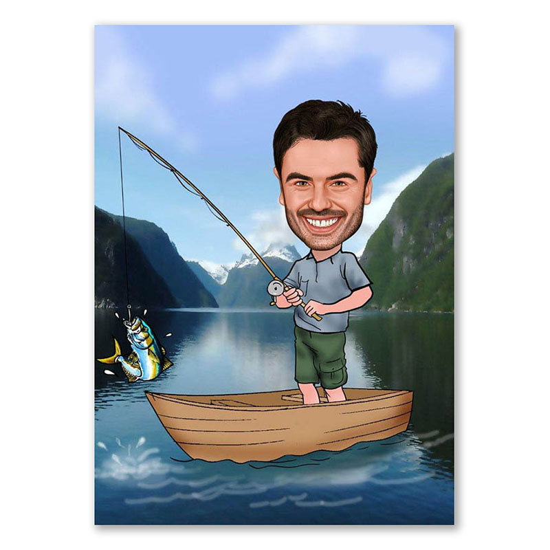 Bild von   erstellung karikatur angler aujpg | Individuelle 🎁 persönliche 🎁 personalisierte Geschenke bedruckt ▪ bestickt ▪ graviert