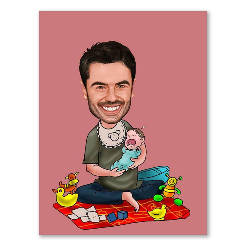 Bild von erstellung karikatur papa cajpg | Individuelle 🎁 persönliche 🎁 personalisierte Geschenke bedruckt ▪ bestickt ▪ graviert