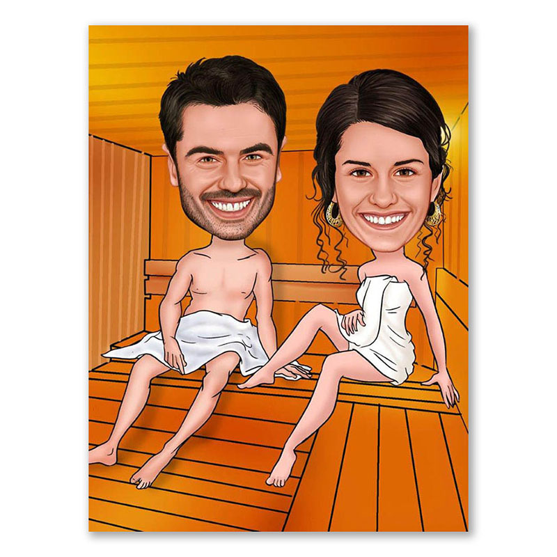 Bild von   erstellung karikatur sauna cajpg | Individuelle 🎁 persönliche 🎁 personalisierte Geschenke bedruckt ▪ bestickt ▪ graviert