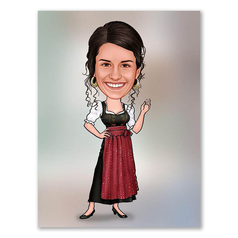 Bild von erstellung karikatur dirndl cjpg | Individuelle 🎁 persönliche 🎁 personalisierte Geschenke bedruckt ▪ bestickt ▪ graviert