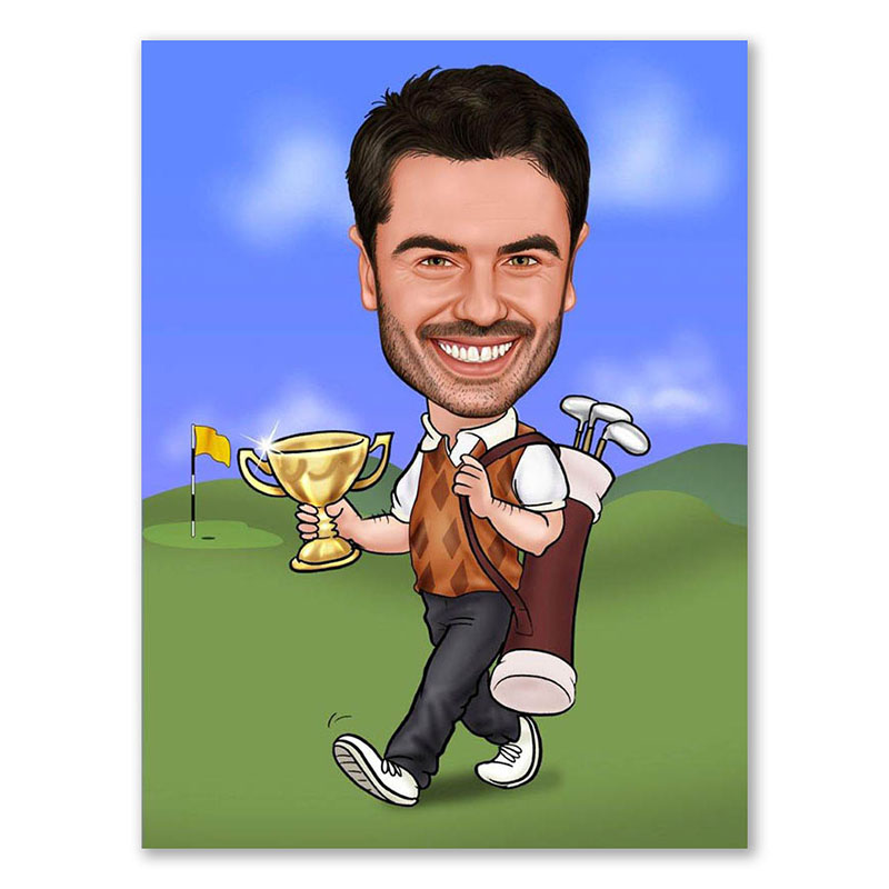 Bild von   erstellung karikatur golfer sijpg | Individuelle 🎁 persönliche 🎁 personalisierte Geschenke bedruckt ▪ bestickt ▪ graviert