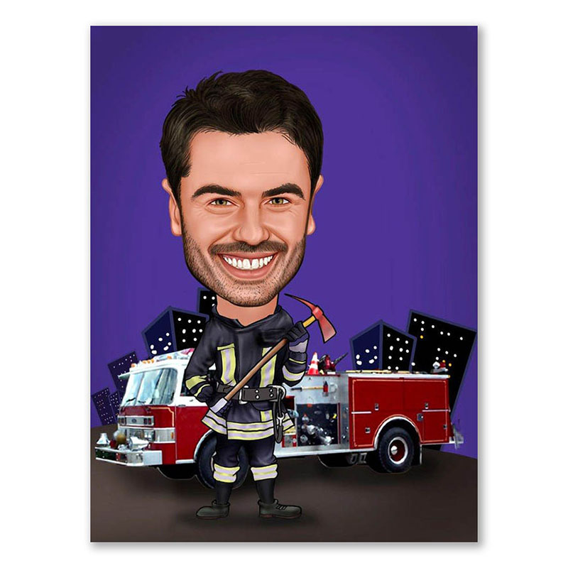 Bild von erstellung karikatur feuerwehrjpg | Individuelle 🎁 persönliche 🎁 personalisierte Geschenke bedruckt ▪ bestickt ▪ graviert