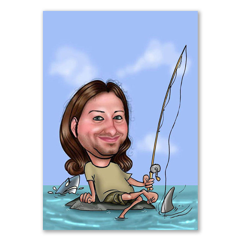 Bild von erstellung karikatur angler mijpg | Individuelle 🎁 persönliche 🎁 personalisierte Geschenke bedruckt ▪ bestickt ▪ graviert