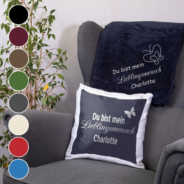 Bild von kuschel set decke und kissenjpg | Individuelle 🎁 persönliche 🎁 personalisierte Geschenke bedruckt ▪ bestickt ▪ graviert