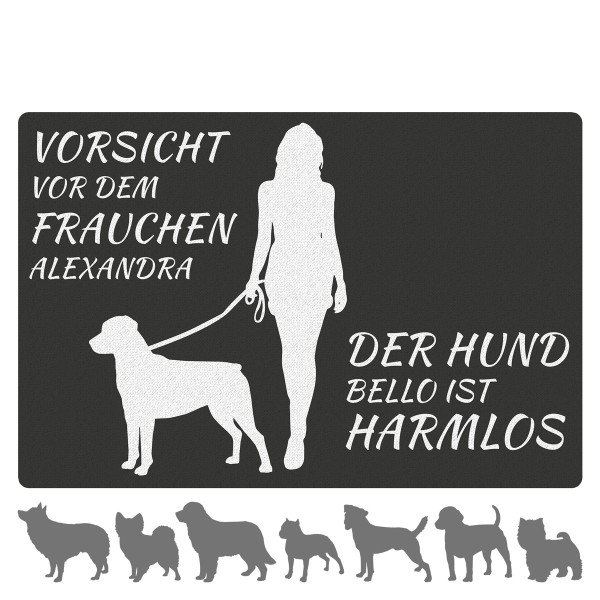 Bild von fussmatte hund mit frauchenjpg | Individuelle 🎁 persönliche 🎁 personalisierte Geschenke bedruckt ▪ bestickt ▪ graviert