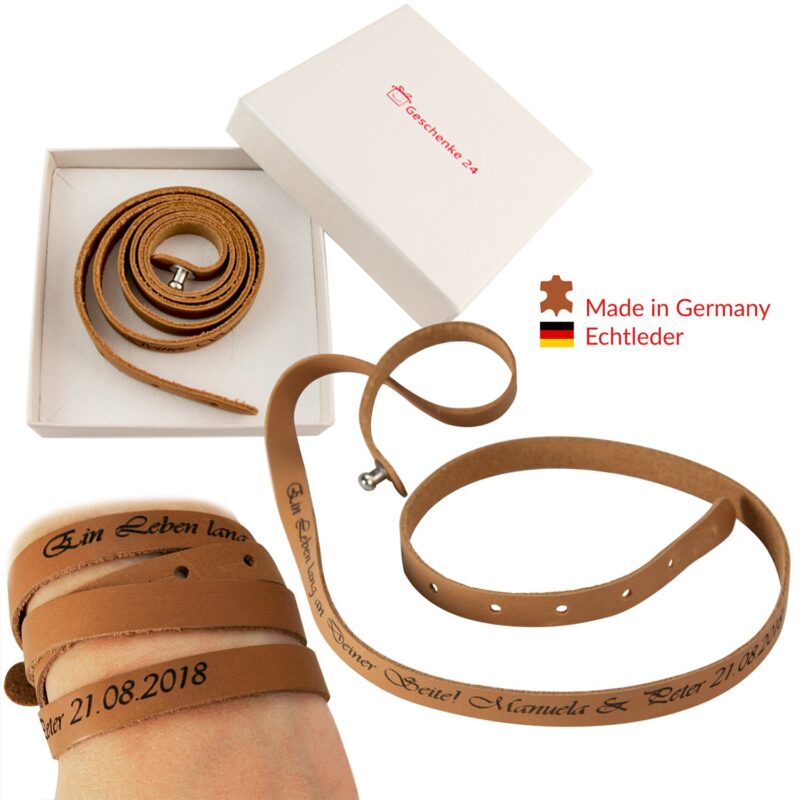 Bild von wickelarmband leder mit gravurjpg | Individuelle 🎁 persönliche 🎁 personalisierte Geschenke bedruckt ▪ bestickt ▪ graviert